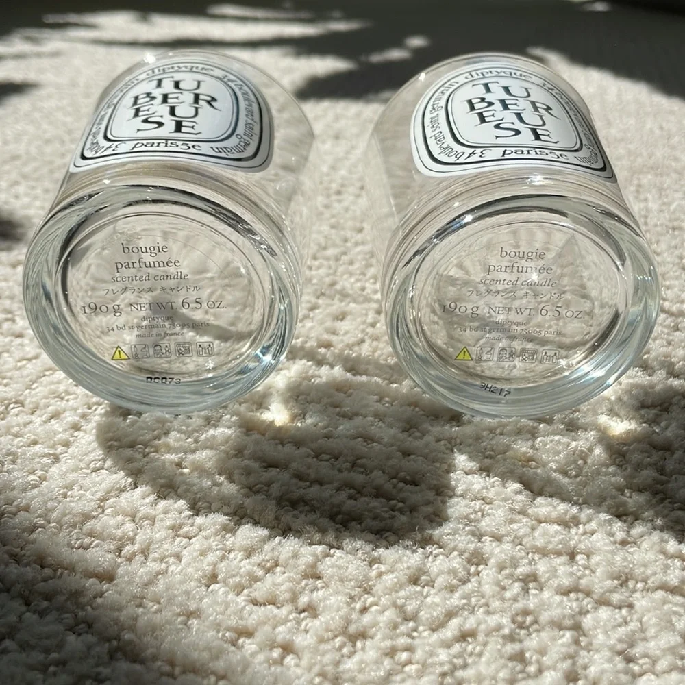 Empty 6.5oz Diptyque Tubereuse glasses (set of 2)